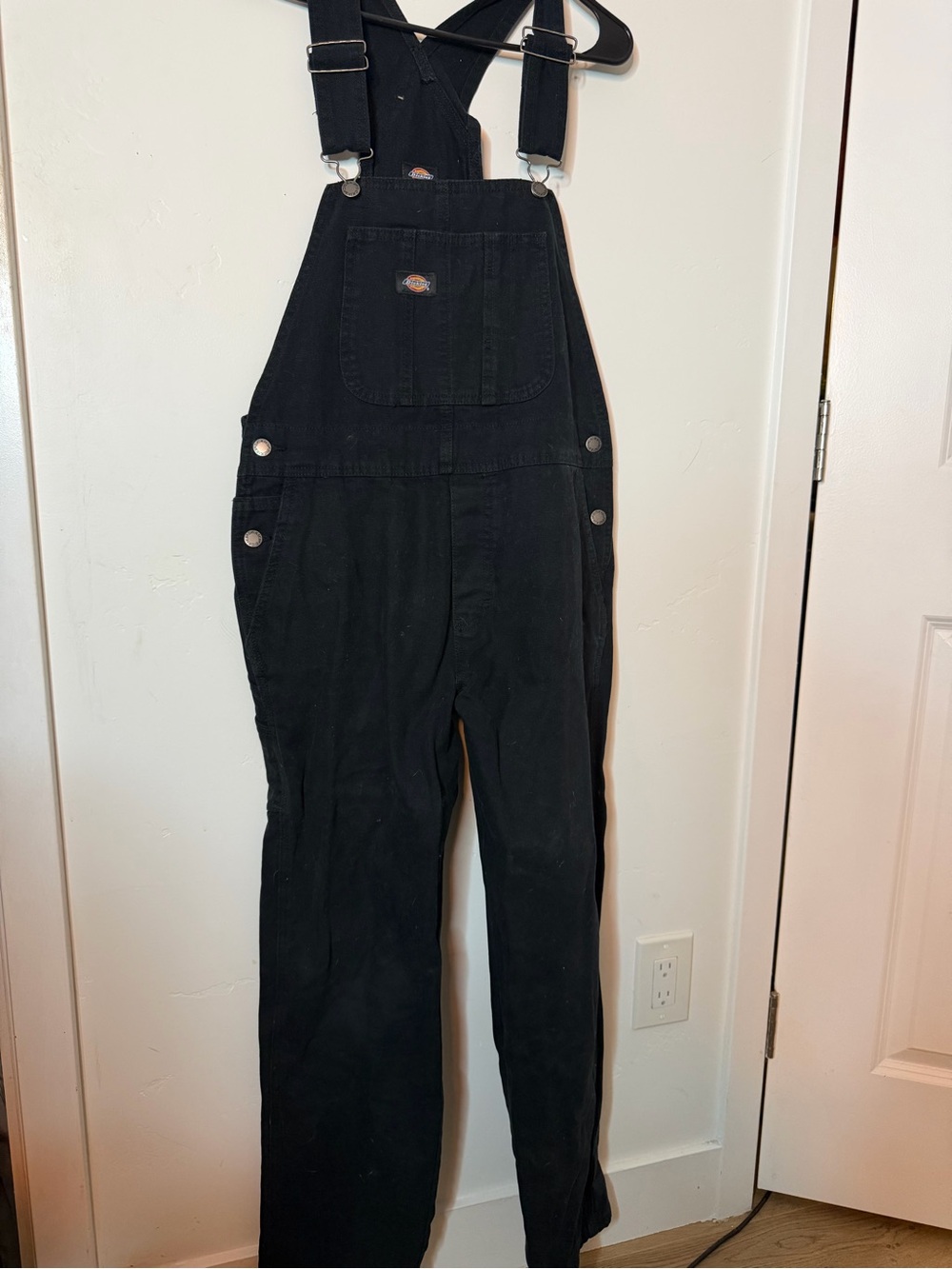Dickies Black Denim Women's Overalls with Adjustable Straps